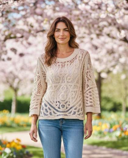 STILL Maglia Donna Traforata Crochet – Maglione Leggero Stile Boho