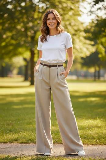 STILL Pantaloni Palazzo Donna Eleganti a Vita Alta con Cintura