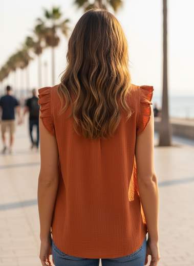 Top Donna Elegante con Volant e Scollo a V