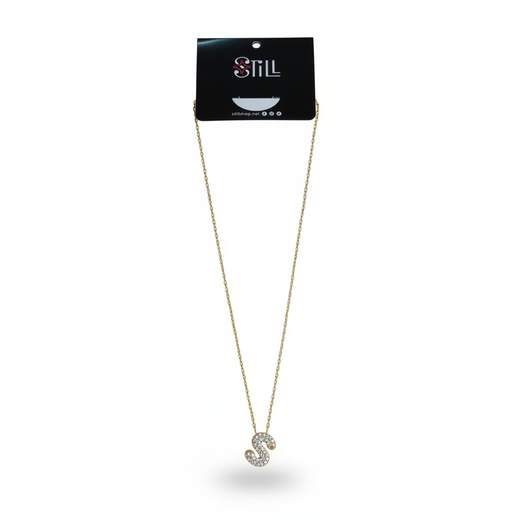 Collana Donna con Ciondolo a Lettera e Strass – Oro e Argento
