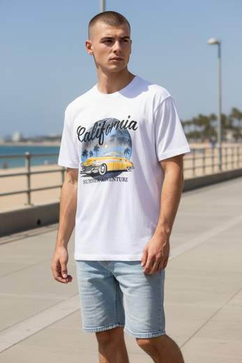 T-Shirt Uomo California Summer Adventure con Grafica Vintage