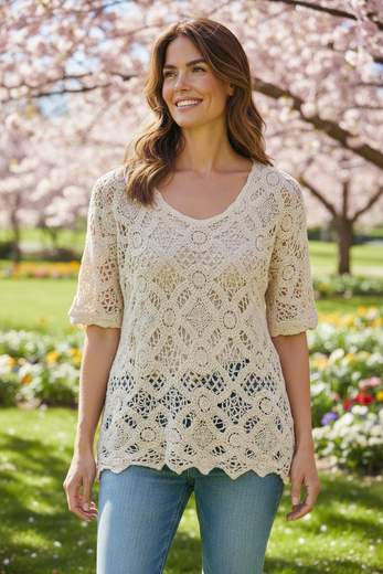 STILL Blusa Donna Traforata Crochet – Maglia Leggera Stile Boho