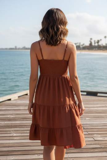 STILL Abito Donna Midi con Spalline Sottili e Dettaglio Cut-Out