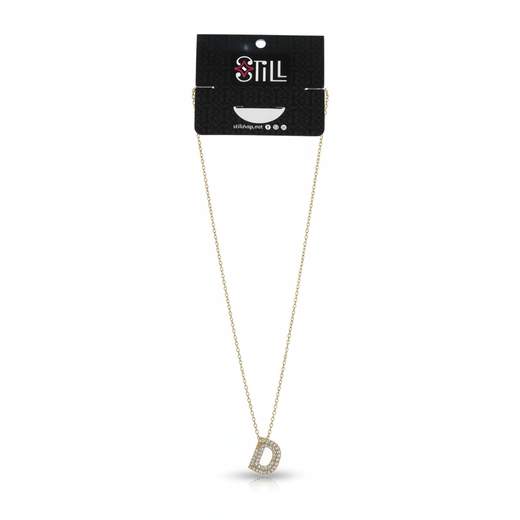 Collana Donna con Ciondolo a Lettera e Strass – Oro e Argento