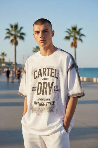 STILL T-Shirt Uomo Oversize Bianca Cartel Dry Vintage Style