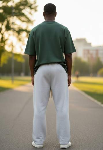 STILL Pantalone Sottotuta Baggy in Cotone Garzato Tinta Unita