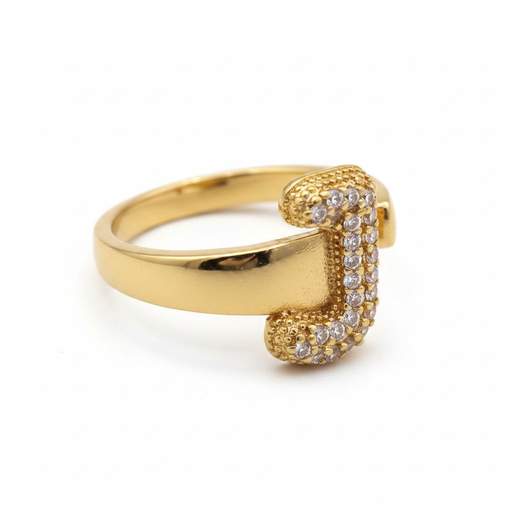 STILL Anello Donna Regolabile con Iniziale e Strass
