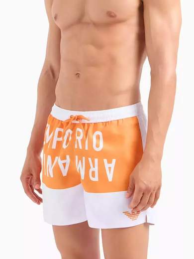 EMPORIO ARMANI Costume boxer uomo Emporio Armani con maxi logo frontale a contrasto