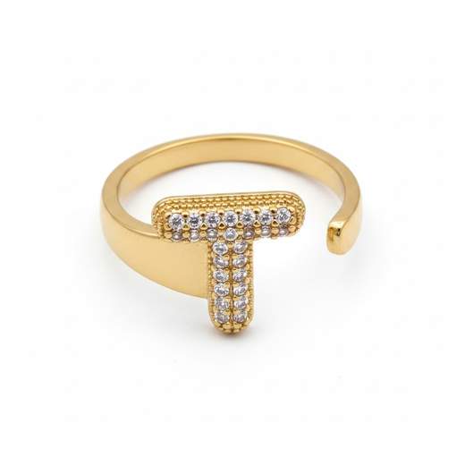 STILL Anello Donna Regolabile con Iniziale e Strass