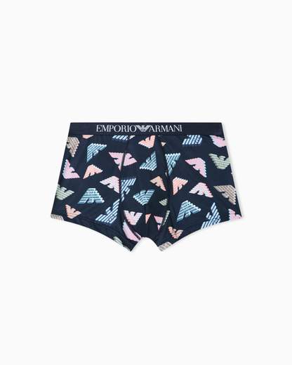 EMPORIO ARMANI Boxer uomo in cotone stretch con stampa logo all over