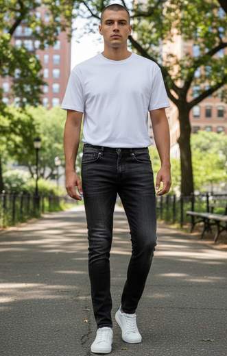 STILL Jeans Slim Fit in Denim Nero con Sfumature