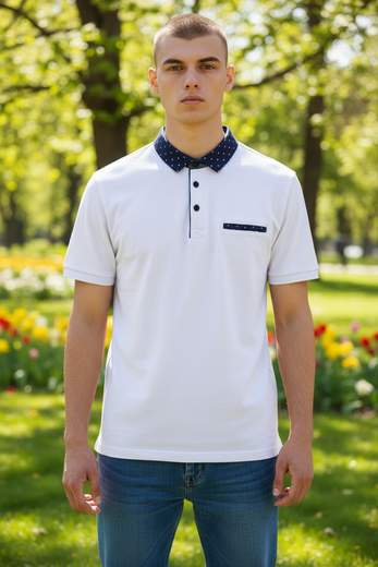 STILL Polo Uomo Manica Corta con Colletto a Contrasto - Elegante Casual