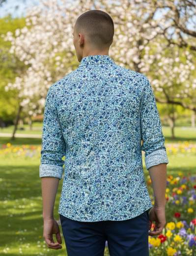 STILL Camicia Uomo Fantasia Floreale – Camicia Slim Fit Manica Lunga Casual Elegante