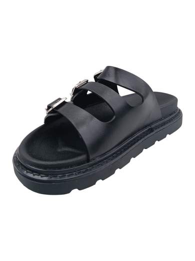 STILL Ciabatte Donna Nere con Tripla Fibbia Stile Urban Casual