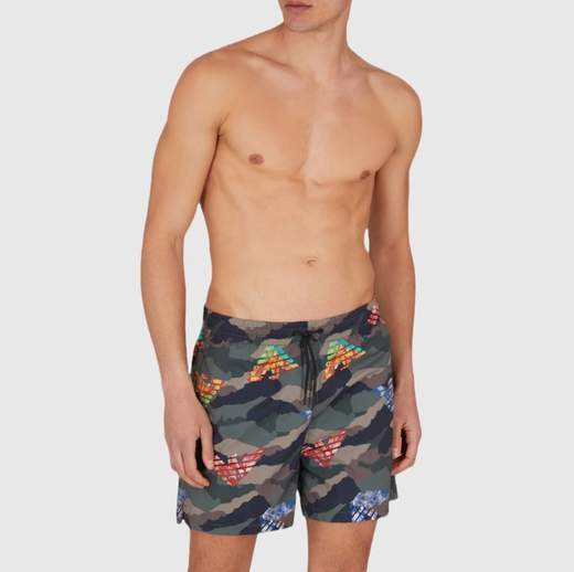 EMPORIO ARMANI Costume boxer uomo Emporio Armani con stampa camouflage all-over e coulisse