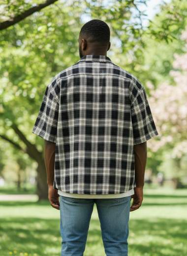STILL Camicia Uomo Quadri Manica Corta - Casual Estiva Oversize