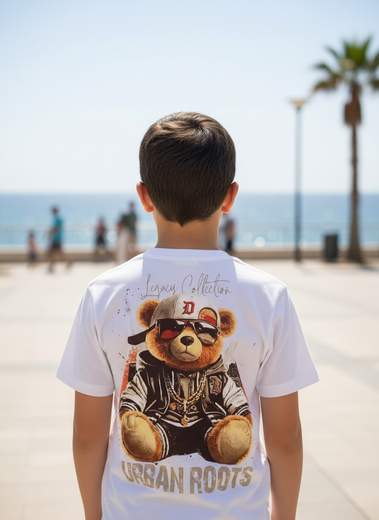 STILL T-Shirt Junior Bianca con Stampa Teddy Urban Style