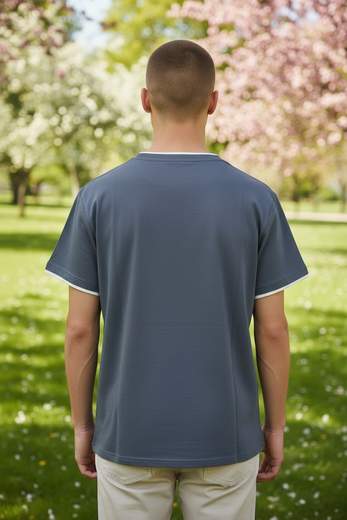 T-shirt Uomo Henley con Finto Collo a V
