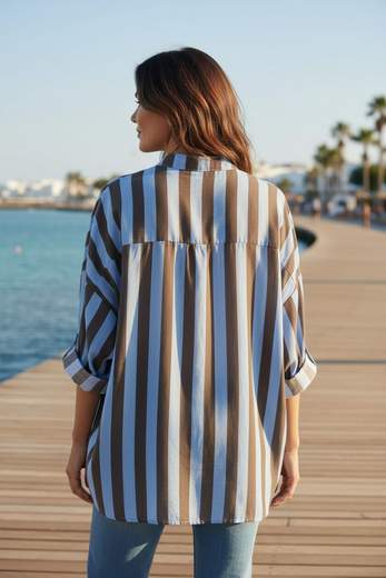 STILL Camicia Donna Oversize a Righe - Estiva Casual Elegante
