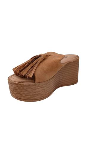 STILL Sabot Scamosciata Donna con Zeppa e Nappine Decorative