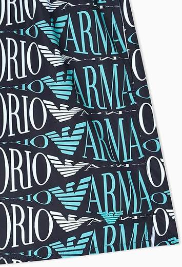 EMPORIO ARMANI Costume Uomo Emporio Armani Boxer Mare con Logo All Over – Pantaloncino Swimwear
