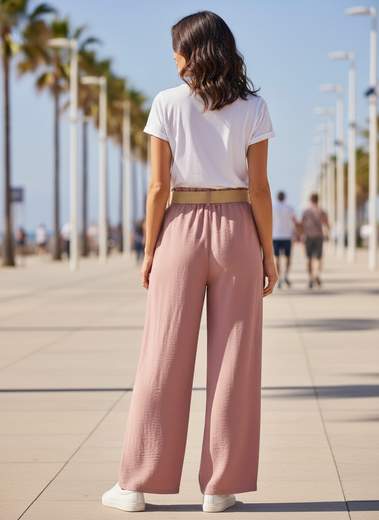 STILL Pantalone Palazzo Donna Vita Elasticizzata con Cintura