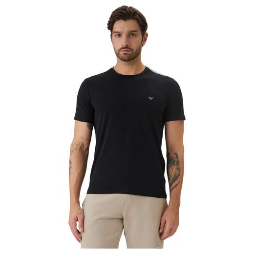 EMPORIO ARMANI T-shirt uomo in cotone stretch con logo e inserto spalla