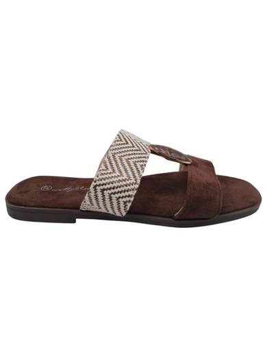 Ciabatte Flat Donna Marroni Stile Boho Chic