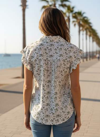 STILL Camicia Donna a Pois con Nodo e Maniche Volant – Blusa Leggera Primavera Estate