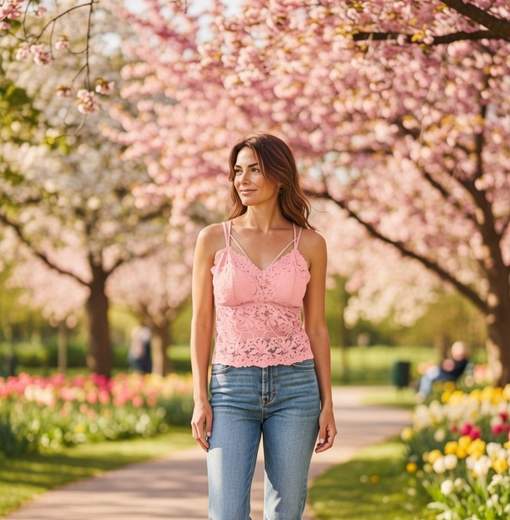 STILL Sottogiacca Donna in Pizzo con Spalline Sottili – Top Elegante