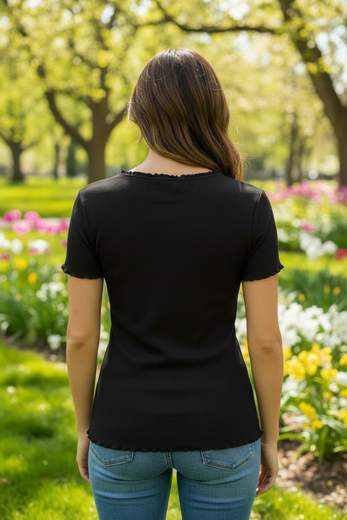 STILL Maglia Donna a Costine con Bordi Ondulati