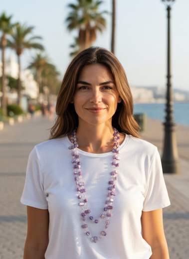 STILL Collana Donna Lunga Multistrato con Perline Colorate