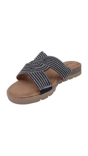 STILL Ciabatte Donna con Fascia Incrociata Strass e Comfort Fit