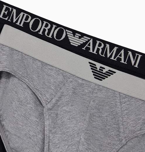 Emporio Armani Slip Uomo Bi-Pack da 2 in Cotone Elasticizzato con Logo