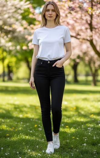 STILL Jeans Skinny Elasticizzati a Vita Media – Pantaloni Slim Fit