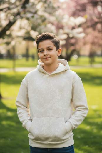 STILL Felpa Bambino Marble Grey con Cappuccio - Hoodie Junior Effetto Lavato