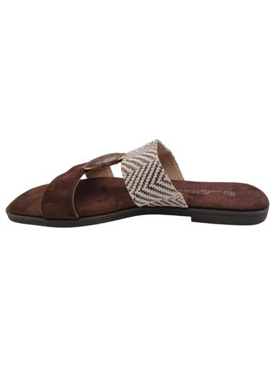 Ciabatte Flat Donna Marroni Stile Boho Chic