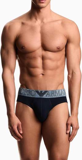 EMPORIO ARMANI Slip uomo in cotone stretch con fascia logo maxi