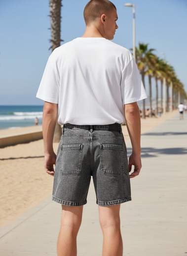 STILL Bermuda Uomo Denim Scuro Lavaggio Vintage – Shorts Jeans Casual Estivi