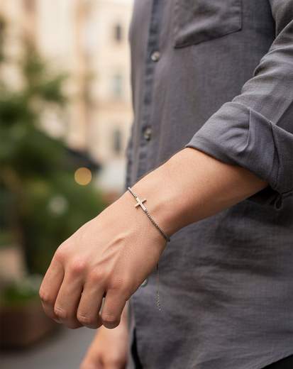 STILL Bracciale Croce Minimal Uomo Donna Acciaio