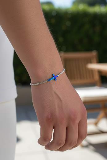 STILL Bracciale Croce Minimal Uomo Donna Acciaio