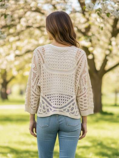 STILL Maglia Donna Traforata Crochet – Maglione Leggero Stile Boho