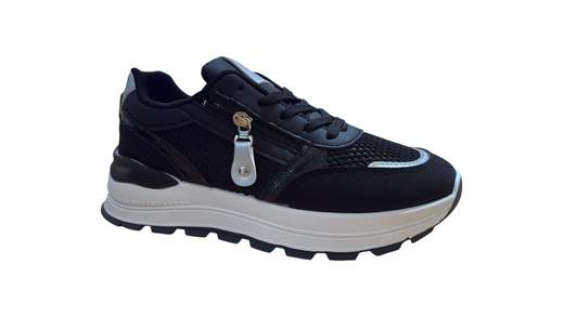 STILL Sneakers Donna Nere con Zip Laterale e Suola Chunky - Scarpe Comode Casual