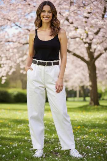 STILL Pantaloni Donna Balloon Fit – Vita Alta con Cintura