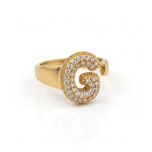 Anello Regolabile con Iniziale e Strass