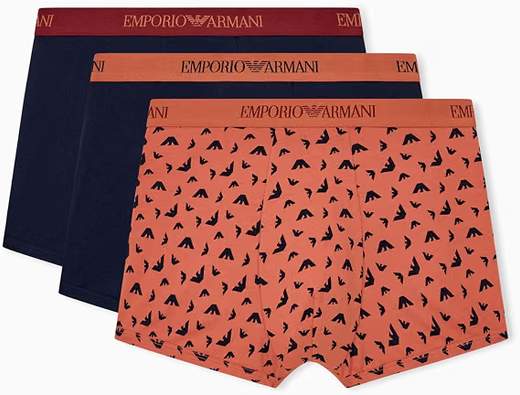 EMPORIO ARMANI Boxer Uomo 3 Pezzi con Logo e Fascia Elasticizzata