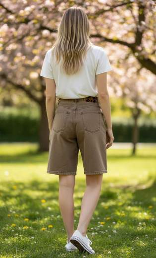 STILL Shorts Denim Donna Baggy – Bermuda Casual Vita Alta