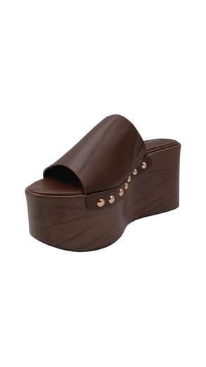 STILL Sandali Sabot Donna con Zeppa Alta Effetto Legno