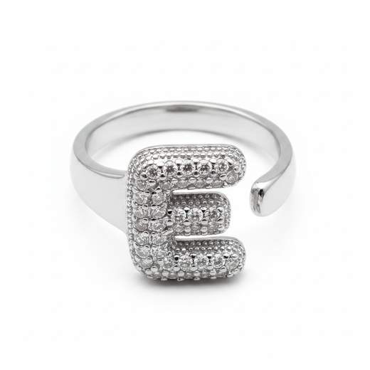 Anello Regolabile con Iniziale e Strass