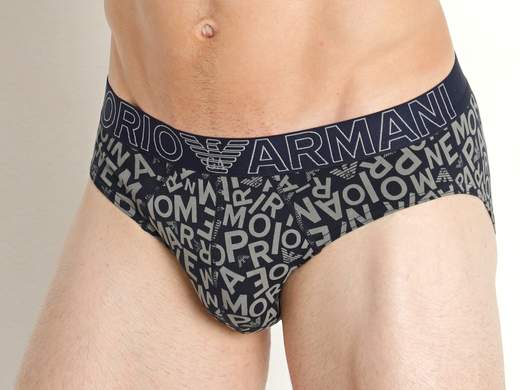 EMPORIO ARMANI Slip uomo Emporio Armani 110814-3R508 cotone stretch logo all-over